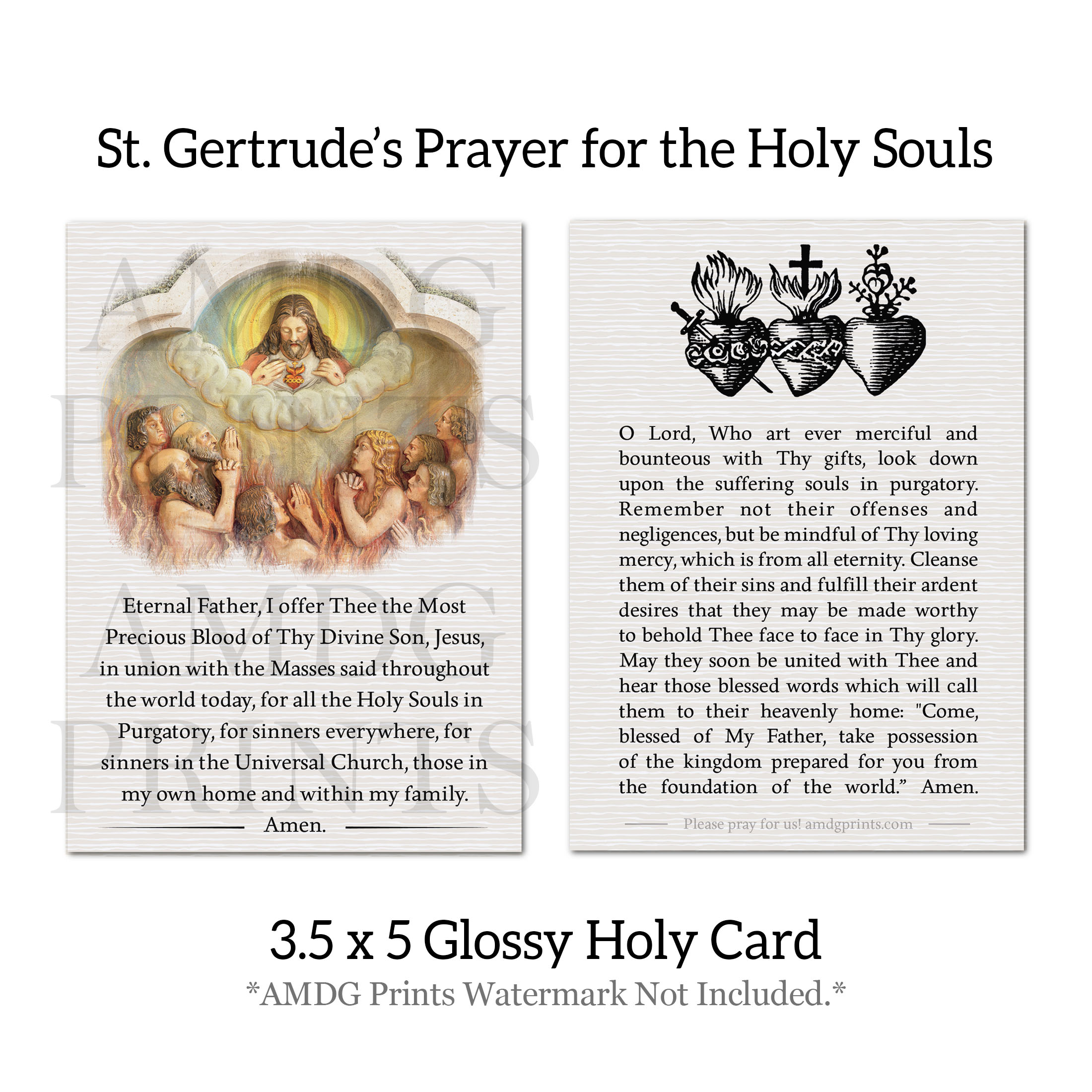 Prayer of St Gertrude Holy Card AMDG Prints