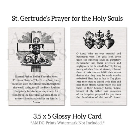 Prayer of St Gertrude Holy Card