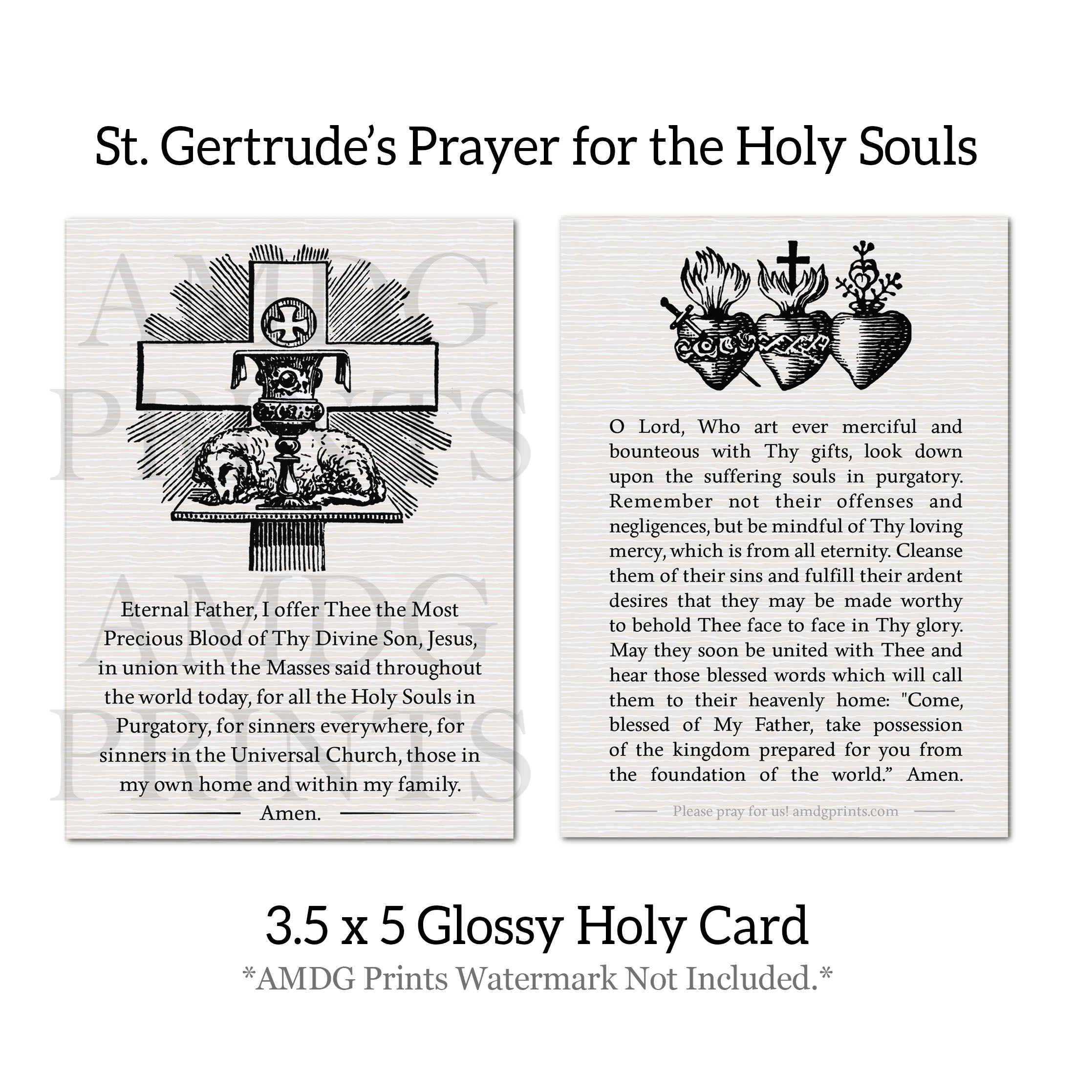 Prayer of St Gertrude Holy Card
