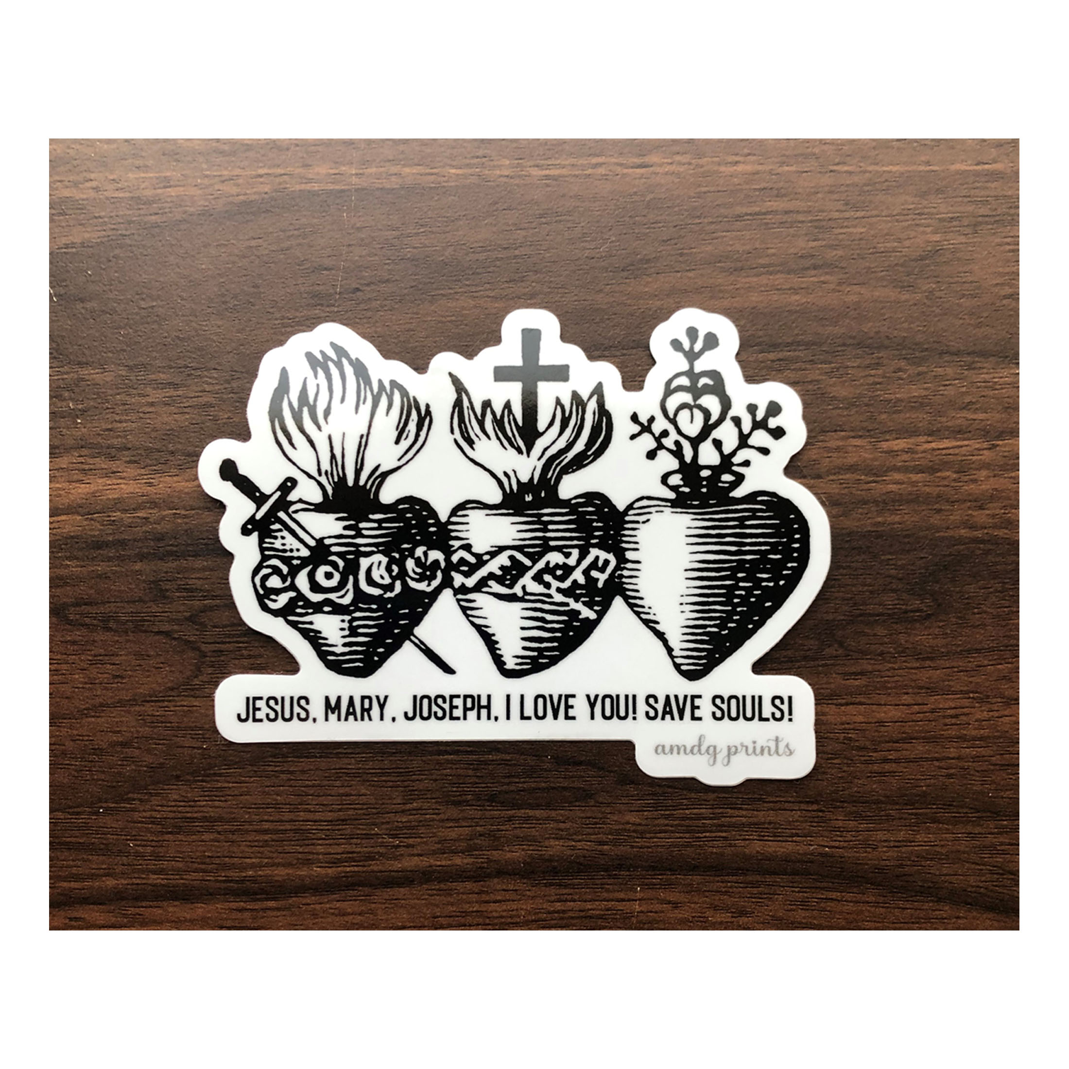3 Holy Hearts Vinyl Sticker