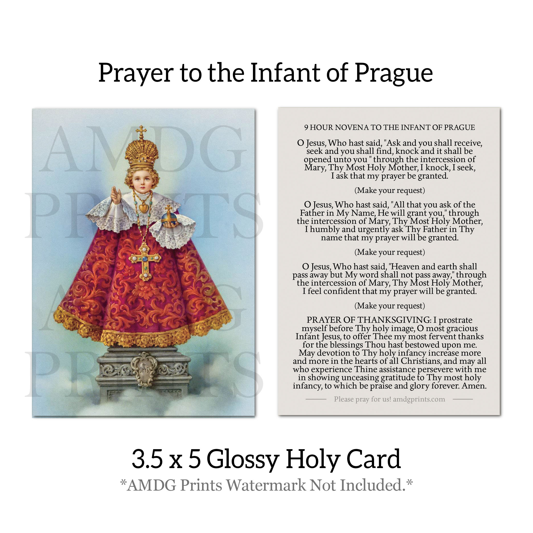 Infant of Prague Holy Cards