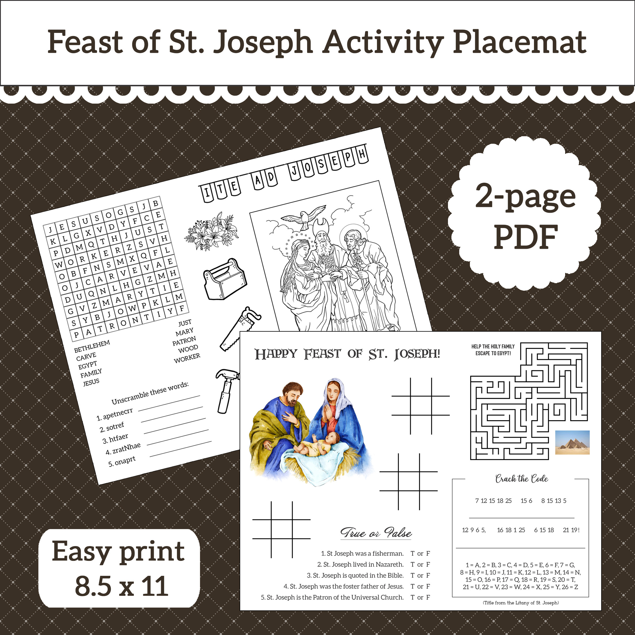 PM02 St. Joseph's Placemat Activities